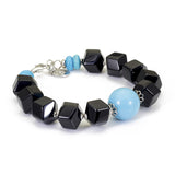 Bracciale in argento rodiato con turchese e onice nero - via condotti store