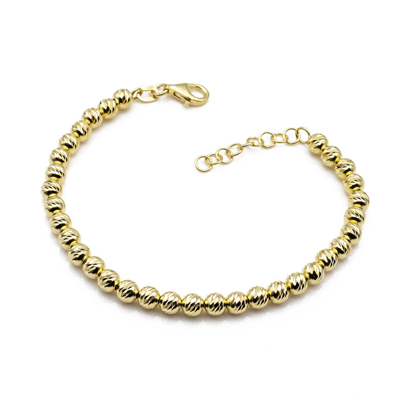 chiusura regolabile del bracciale a sfere diamantate da donna in argento placcato oro - via condotti store