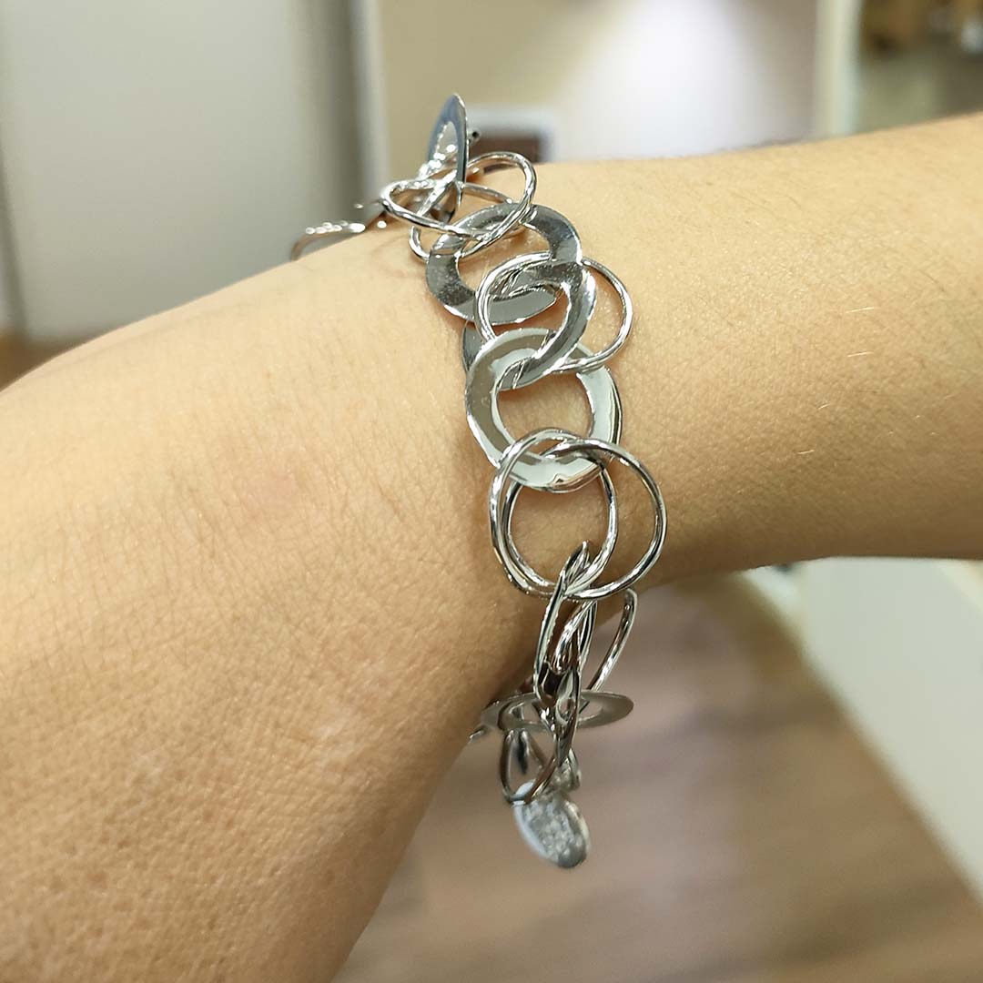 Bracciale per donna in Argento 925 rodiato con cerchi - via condotti store