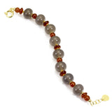 Bracciale in Argento placcato oro e pietre dure naturali con Onice grigio e corniola - via condotti store