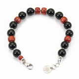 Bracciale in argento rodiato con onice nero e corallo bambù - via condotti store