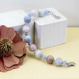 bracciale in pietre dure e argento con morganite e acquamarina naturale - via condotti store