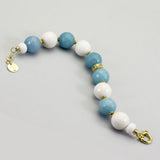 Bracciale con quarzo azzurro e bianco in argento 925 placcato oro - via condotti store