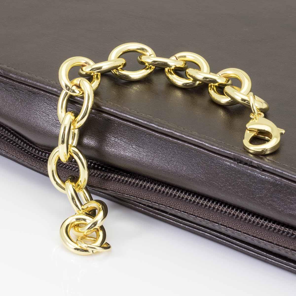 bracciale da donna con catena a maglia ovale in bronzo placcato oro Francesca Bianchi Design - Via Condotti Store