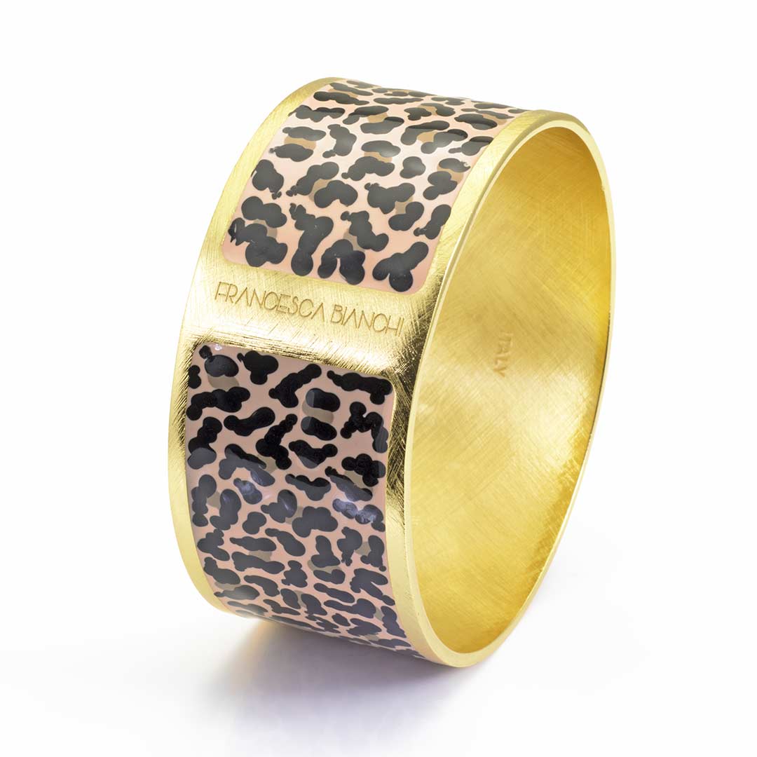 Bracciale smaltato a mano Francesca Bianchi Design effetto leopardato - via condotti store