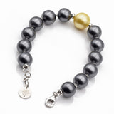 chiusura regolabile del bracciale in perle grigie e dorata al centro con argento 925 - via condotti store