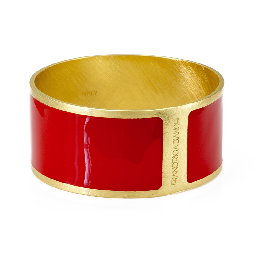 Bracciale placcato oro smaltato a mano Francesca Bianchi Design colore rosso - via condotti store