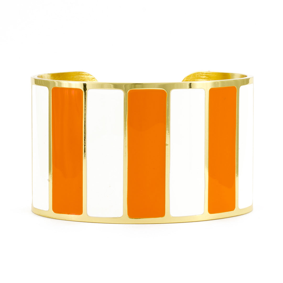 Bracciale francesca bianchi design linea circus smaltato a mano colore bianco e arancione - via condotti store