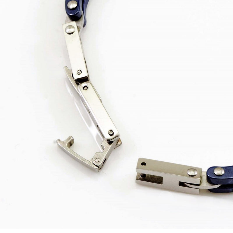 lunghezza regolabile del bracciale da uomo in acciaio blu con simboli marinari - via condotti store