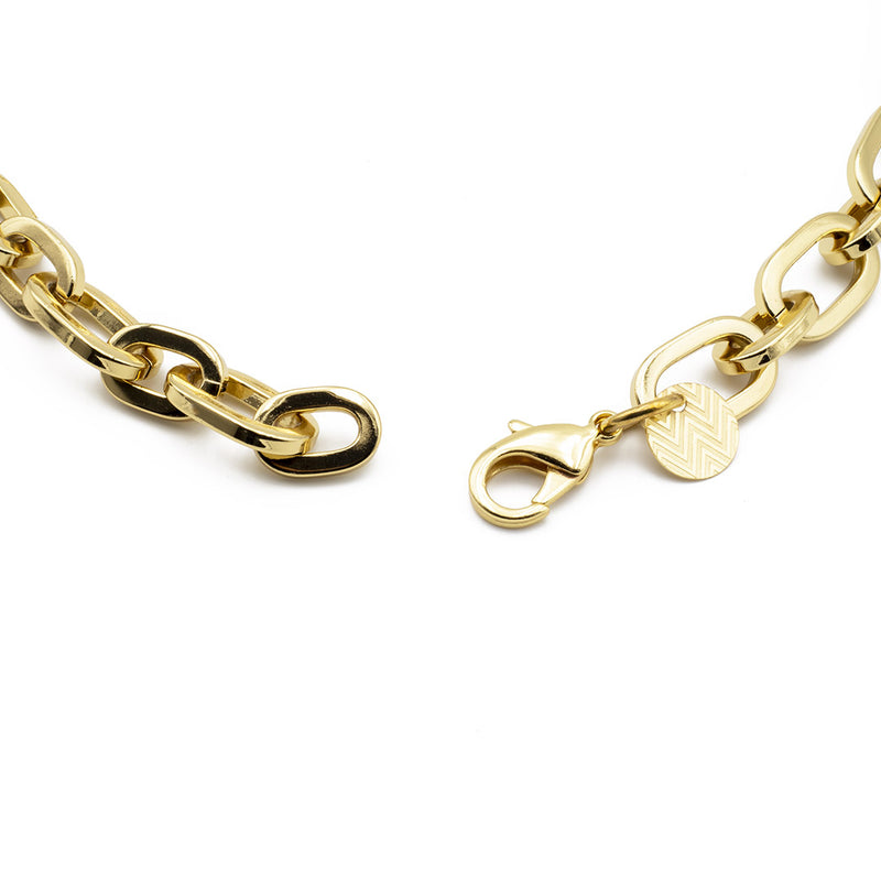 chiusura della collana girocollo da donna con catena a maglia alternata in bronzo placcato oro francesca bianchi design - via condotti store