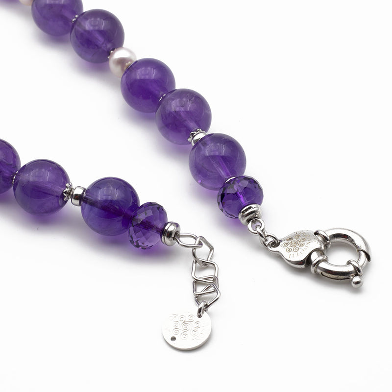 chiusura della collana in ametista e perle con argento 925 rodiato - via condotti store