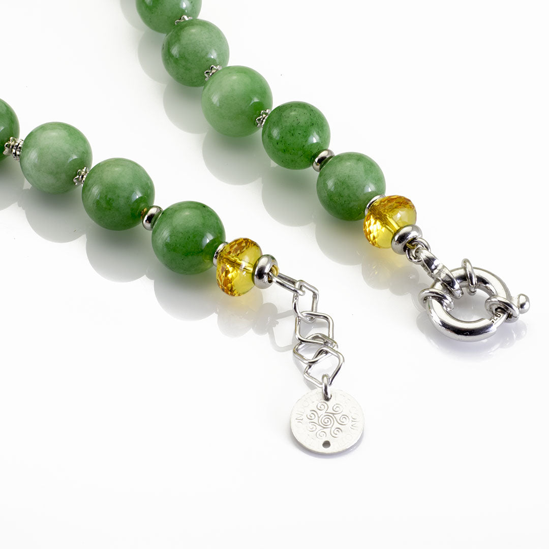 chiusura della collana con giada verde, quarzo citrino e perle in argento 925 - via condotti store