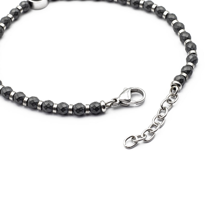 chiusura regolabile del bracciale da uomo con sfere e timone in acciaio grigio - via condotti store