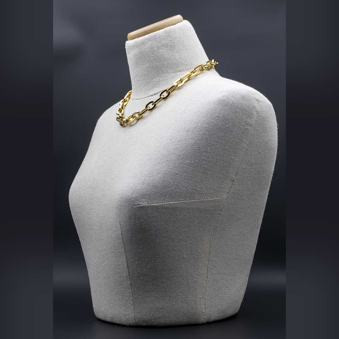 collana da donna con catena a maglia alternata in bronzo placcato oro francesca bianchi design - via condotti store