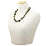 collana etnica indossata in argento e pietre dure semipreziose giada e ebano - via condotti store