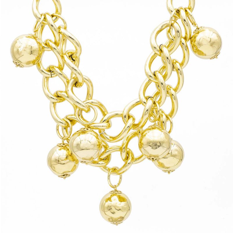 collana da donna placcata oro con catena a maglia massiccia e sette sfere francesca bianchi design - via condotti store