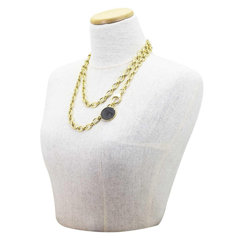 collana da donna con moneta 500 lire e catena a maglia ovale in bronzo placcato oro Francesca Bianchi Design - Via Condotti Store