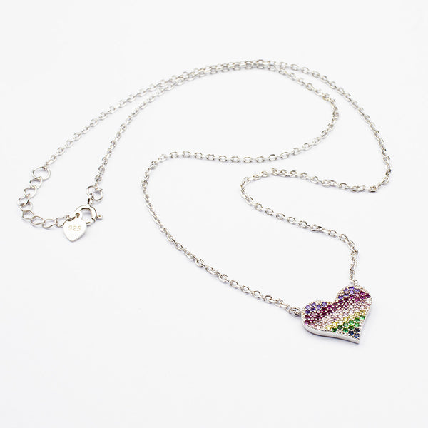 collanina con pendente a cuore in argento 925 e zirconi colorati - via condotti store