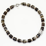 collana girocollo in agata variegata e perle con argento rodiato- via condotti store