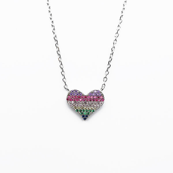 pendente della collana a cuore in argento 925 e zirconi colorati - via condotti store