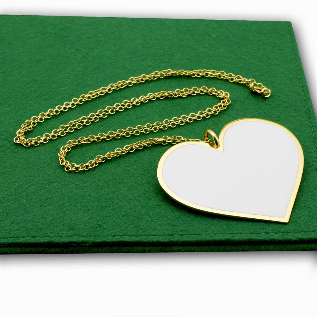 collana catenina per donna francesca bianchi design con catena e pendente a cuore bianco placcato oro - via condotti store