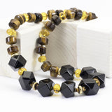 Collana in onice, occhio di tigre e quarzo citrino con argento 925 - via condotti store