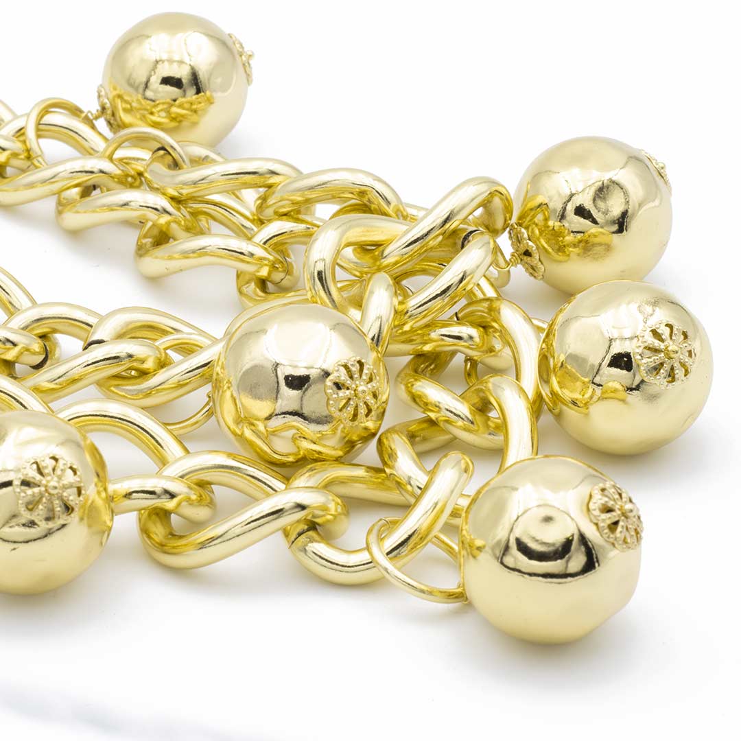 collana da donna placcata oro con catena a maglia massiccia e sette sfere francesca bianchi design - via condotti store