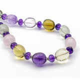 Collana con quarzi multicolor e ametista in argento 925 rodiato - via condotti store