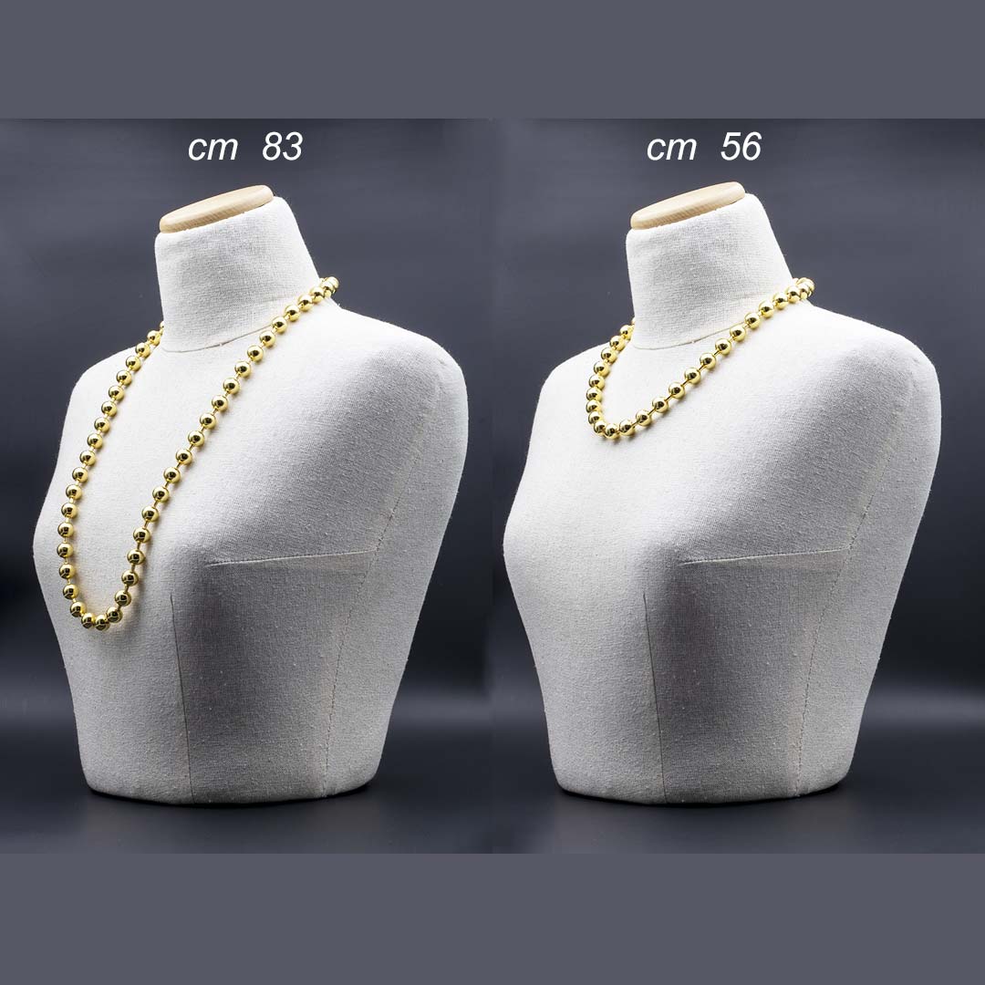 collana da donna placcata oro con catena a sfere cm 83 o cm 56 francesca bianchi design su manichino - via condotti store