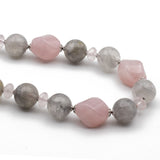 Collana di pietre dure e argento 925 con quarzo rosa agata muschiata e onice grigio - via condotti store