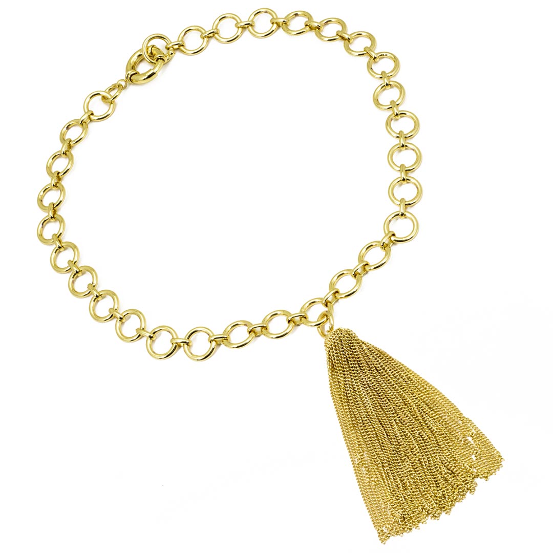 collana da donna con catena a maglia a cerchi in bronzo placcato oro francesca bianchi design - via condotti store