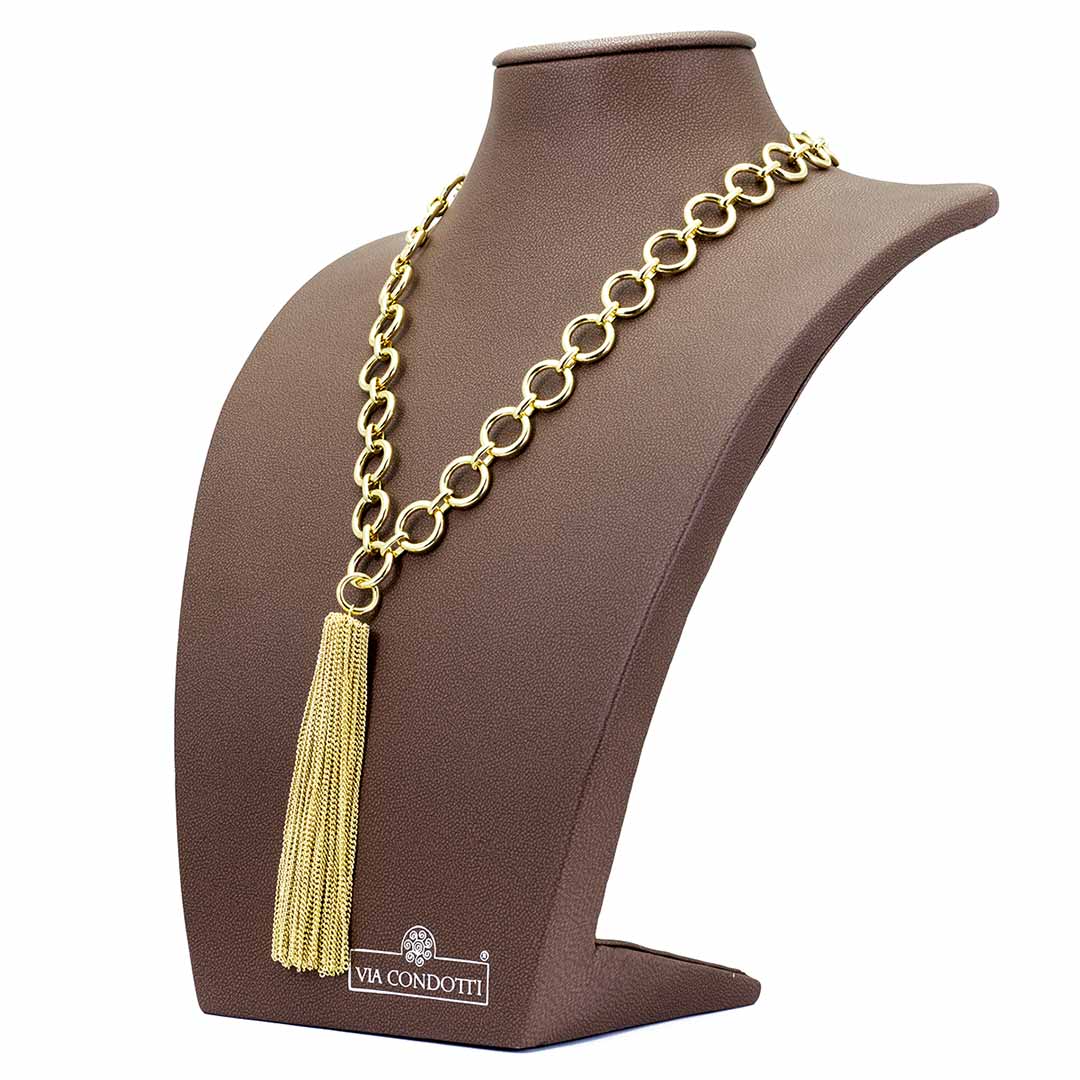 collana da donna con catena a maglia a cerchi in bronzo placcato oro francesca bianchi design - via condotti store
