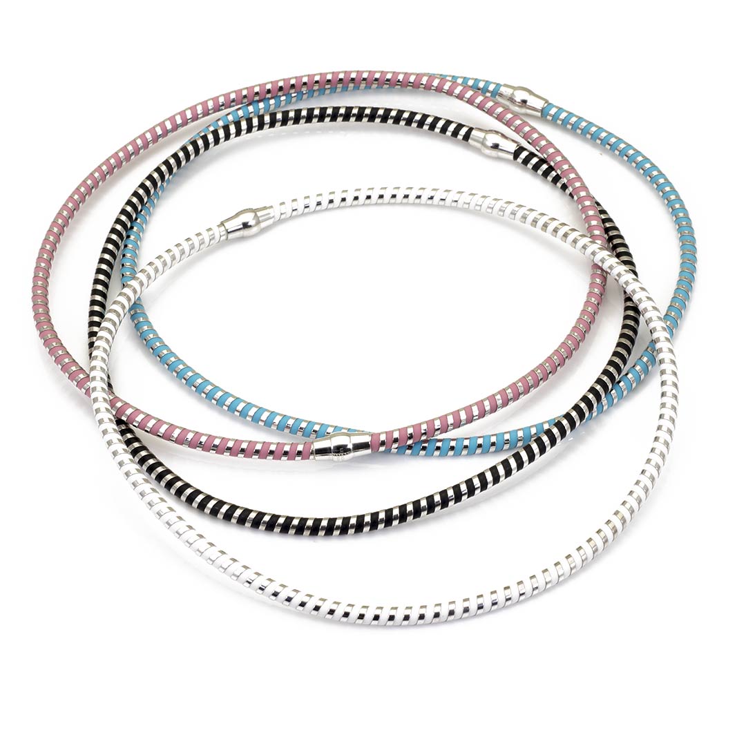 collana girocollo in argento 925 e silicone colorato - via condotti store