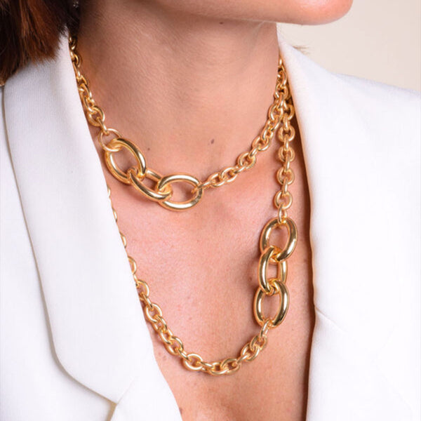 collana lunga o doppio giro francesca bianchi design in brpnzo placcata oro indossata - via condotti store