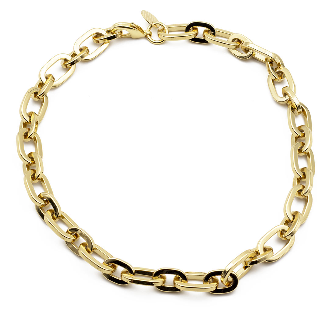 collana da donna con catena a maglia alternata in bronzo placcato oro francesca bianchi design - via condotti store