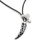 Collana in corda nera con corno in Argento e Resina - via condotti store