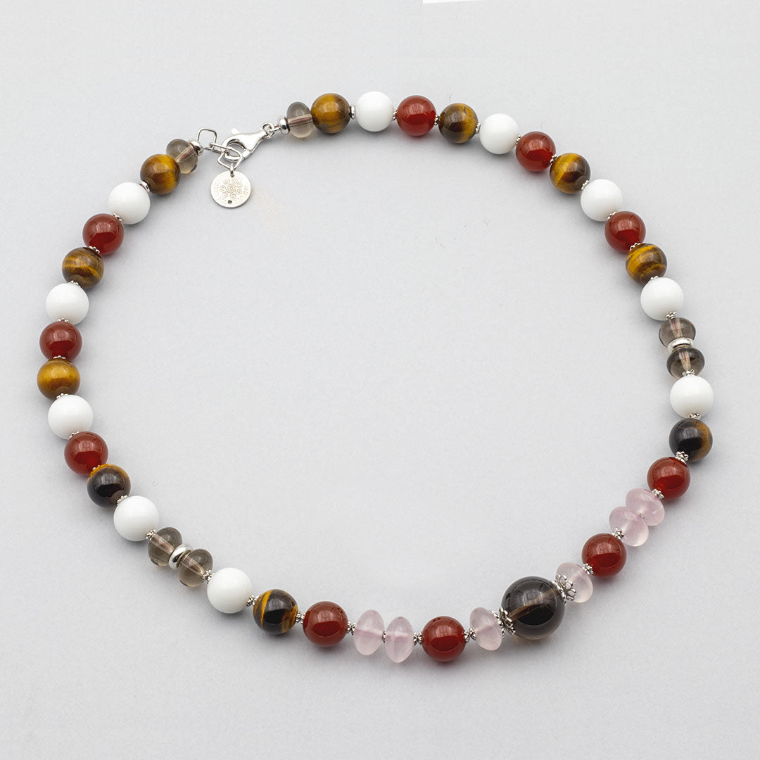 collana girocollo in argento e pietre dure semipreziose multicolore - via condotti store