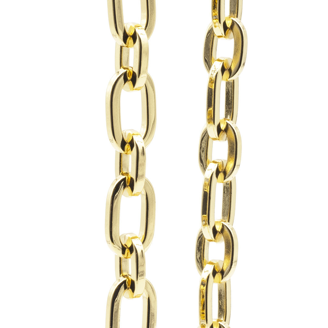 particolare della collana girocollo da donna con catena a maglia alternata in bronzo placcato oro francesca bianchi design - via condotti store