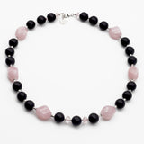 collana girocollo in pietre dure e argento con onice opaco e quarzo rosa - via condotti store