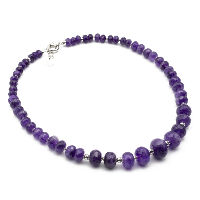 collana in ametista naturale a decrescere e argento 925 rodiato - via condotti store