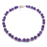 Collana girocollo da donna in ametista e perle con argento 925 rodiato - via condotti store