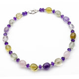 Collana con quarzi multicolor e ametista in argento 925 rodiato - via condotti store