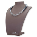 Collana in pietre dure e argento con perle shell grigie - via condotti store