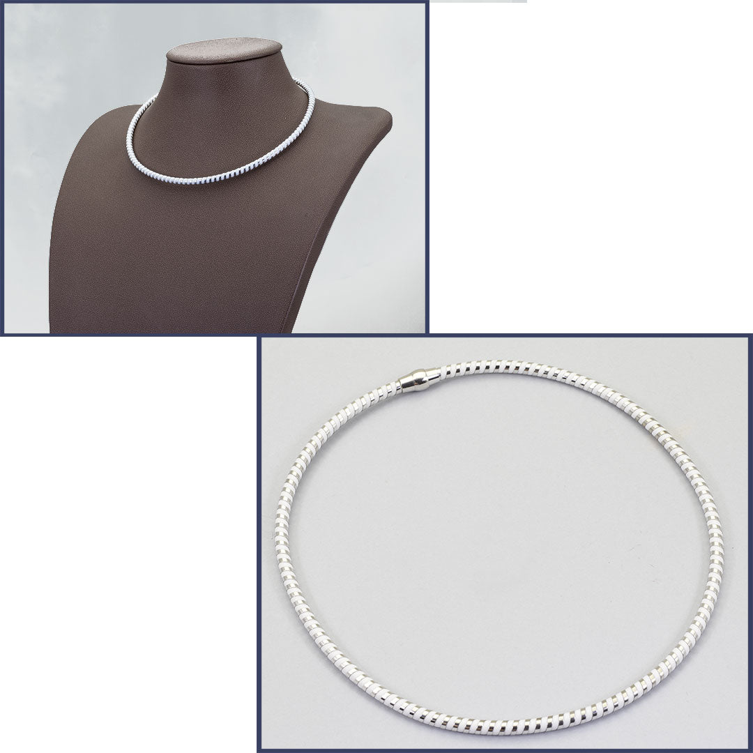 collana girocollo in argento 925 e silicone colorato bianco - via condotti store