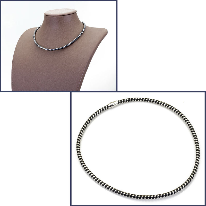 collana girocollo in argento 925 e silicone colorato nero - via condotti store