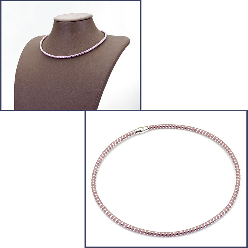 collana girocollo in argento 925 e silicone colorato rosa - via condotti store