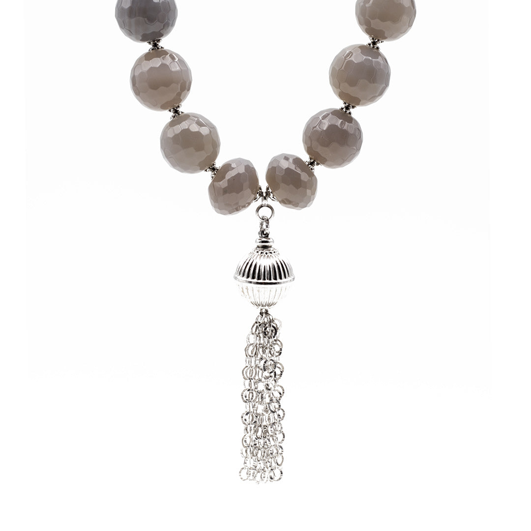 collana in onice grigio con ciondolo in argento 925 rodiato - via condotti store