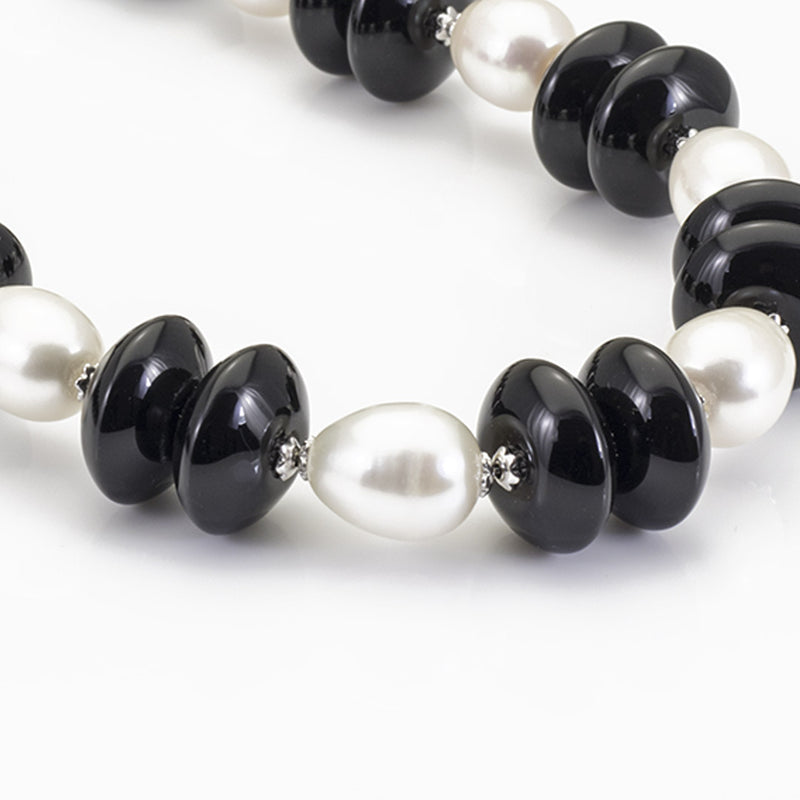 Collana in Argento con Onice e Perle - via condotti store