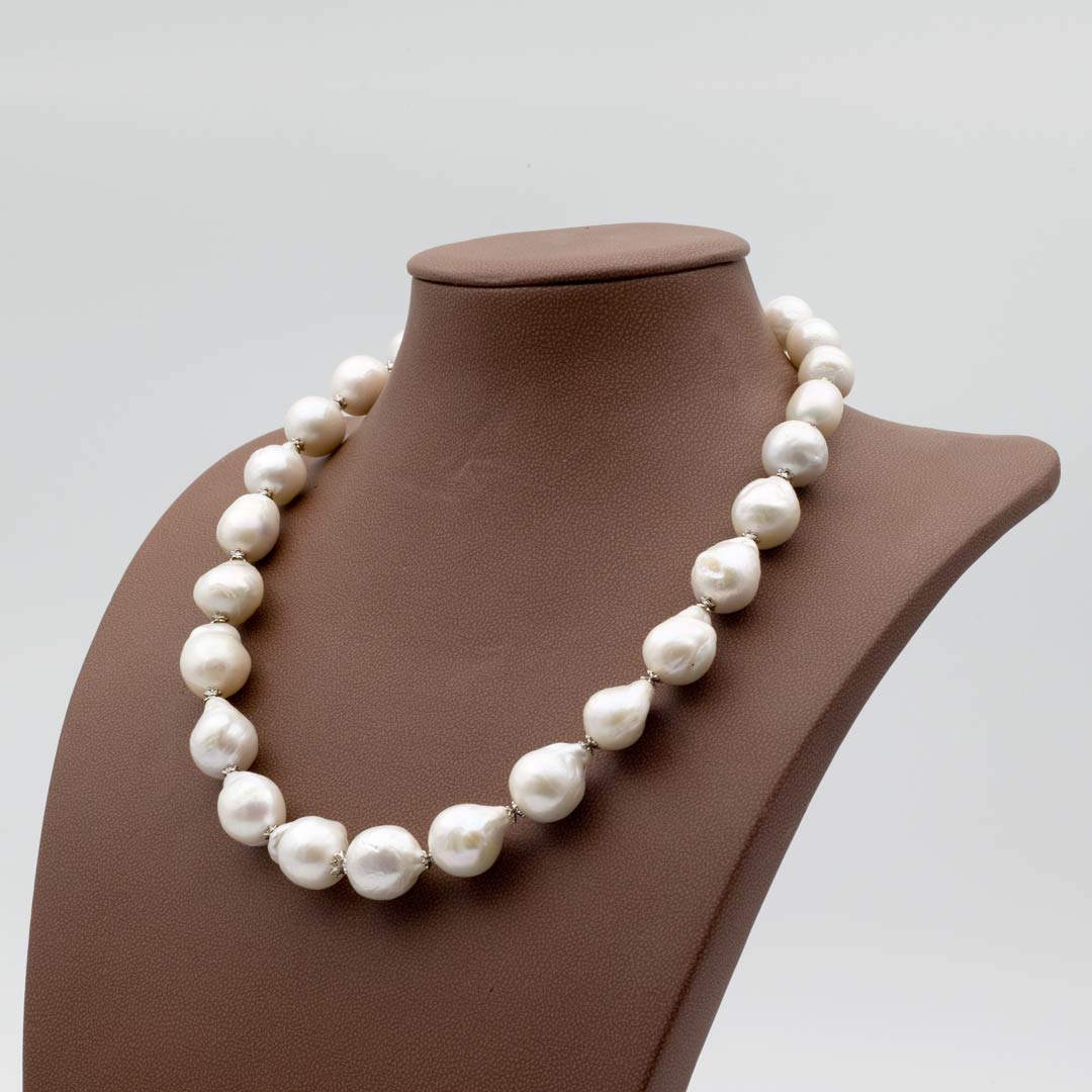 Collana di perle barocche o scaramazze in argento - via condotti store