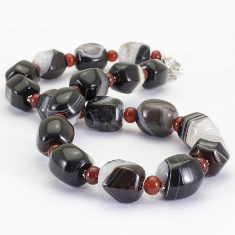 Collana in Argento con Agata Variegata e Corniola | Via Condotti Store